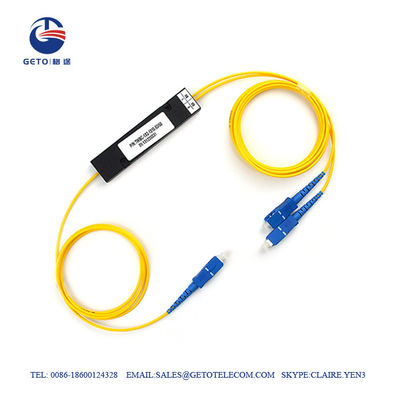 노란 FTTH 광섬유 쪼개는 도구 변발 유형 SC UPC 1x2 Plc 쪼개는 도구